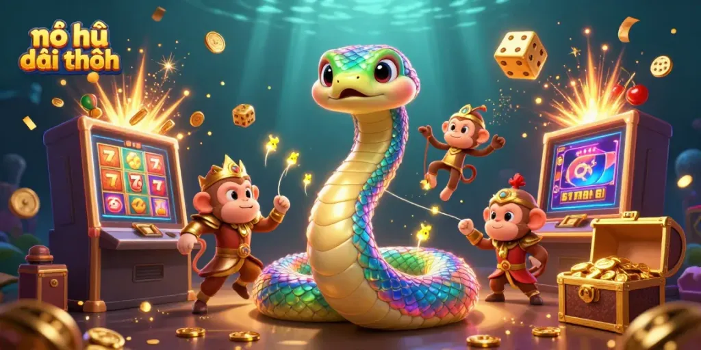Experience the excitement of nổ hũ đổi thưởng with vibrant characters and captivating game elements exploding in a fantastical scene.