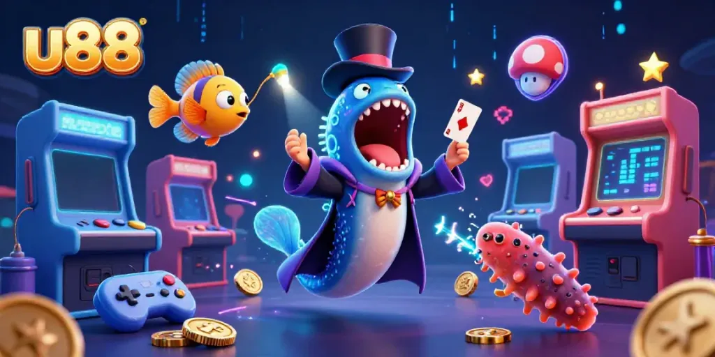 Experience thrilling casino action with U88's vivid gaming scene featuring enchanting sea creatures.