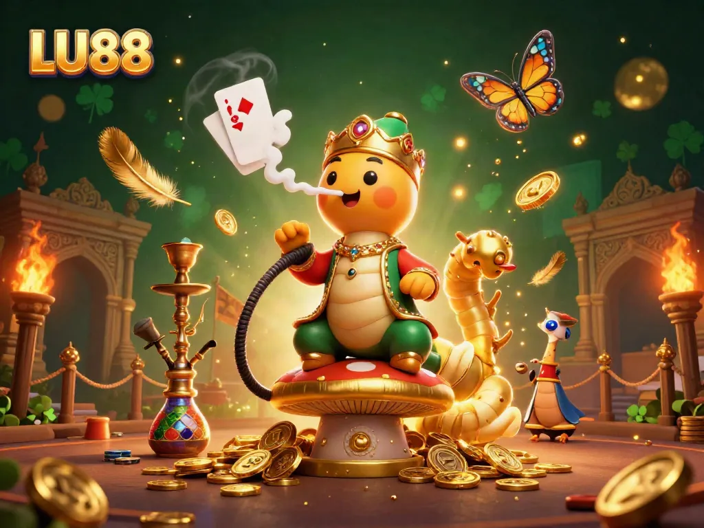 Experience the dynamic world of LU88 with a vibrant 3D illustration of gaming excitement, featuring unique characters and casino elements.