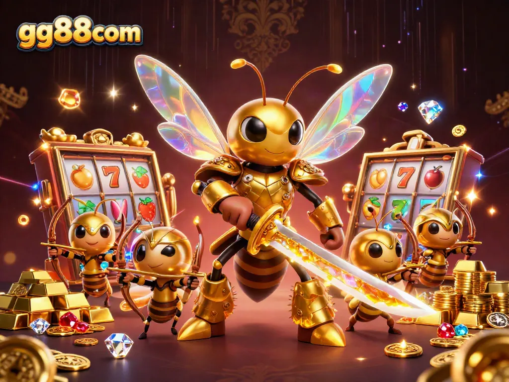 Engage with gg88com's vibrant 3D illustration showcasing dynamic casino action and golden winnings.