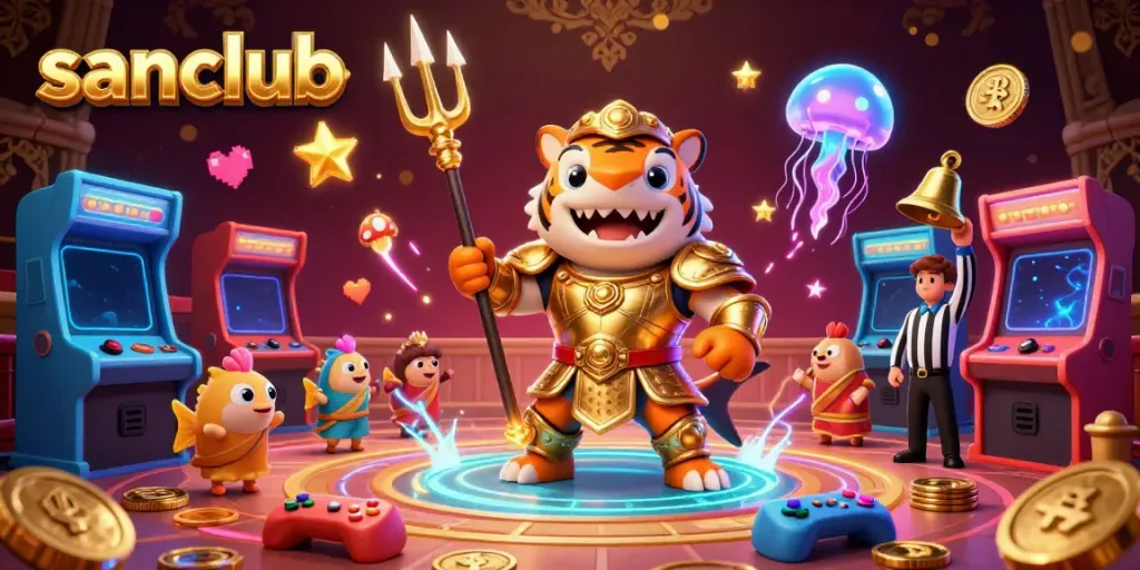 Engage in thrilling gameplay at sanclub with a vibrant underwater casino scene featuring a tiger shark in armor.