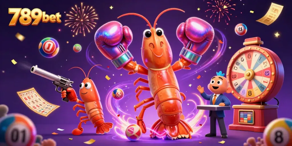 Engage in thrilling gambling with 789bet's vibrant lottery scene featuring animated characters.