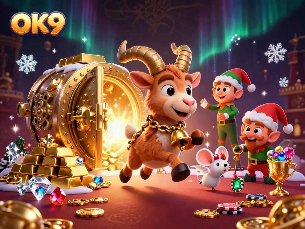 Experience the thrill of OK9's casino gaming with lively characters and golden treasures.