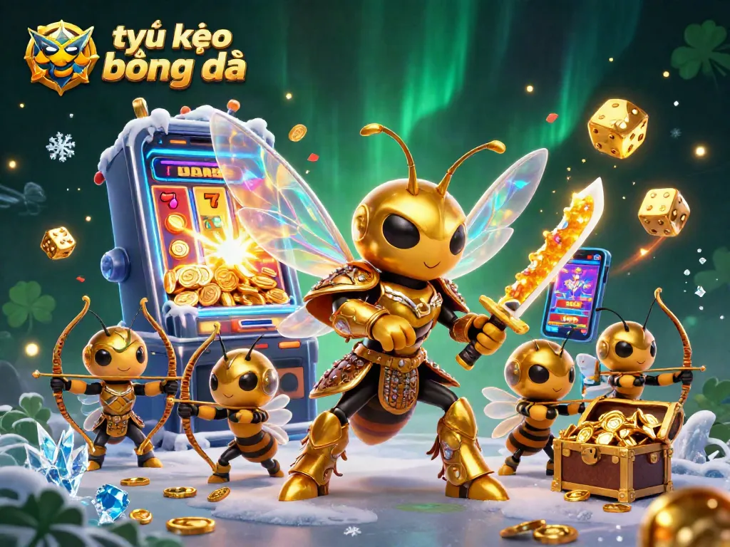Experience the thrill of tỷ lệ kèo bóng đá with a dynamic 3D illustration showcasing a golden hornet in action.