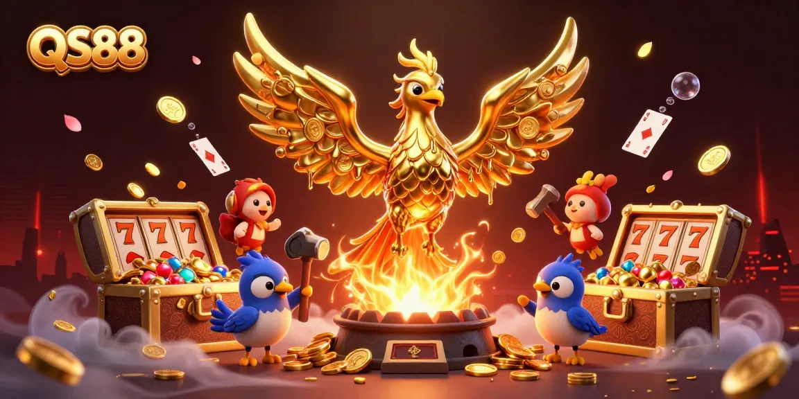 Experience thrilling adventures at QS88 with golden phoenix and elaborate casino treasures.