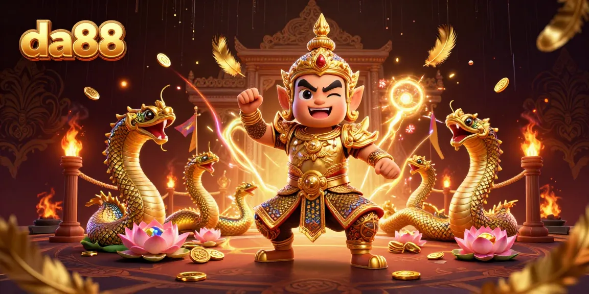 Experience gaming action with da88 as vibrant guardians and serpents guard golden treasures.