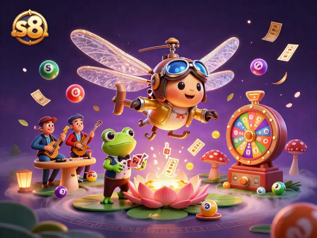 s8 offers a thrilling casino experience with a dragonfly pilot, frog dealer, and lively musicians