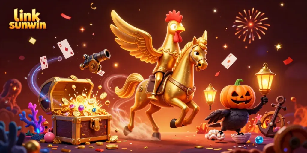Experience the thrill with link sunwin as the golden rooster leads through a dazzling casino adventure.