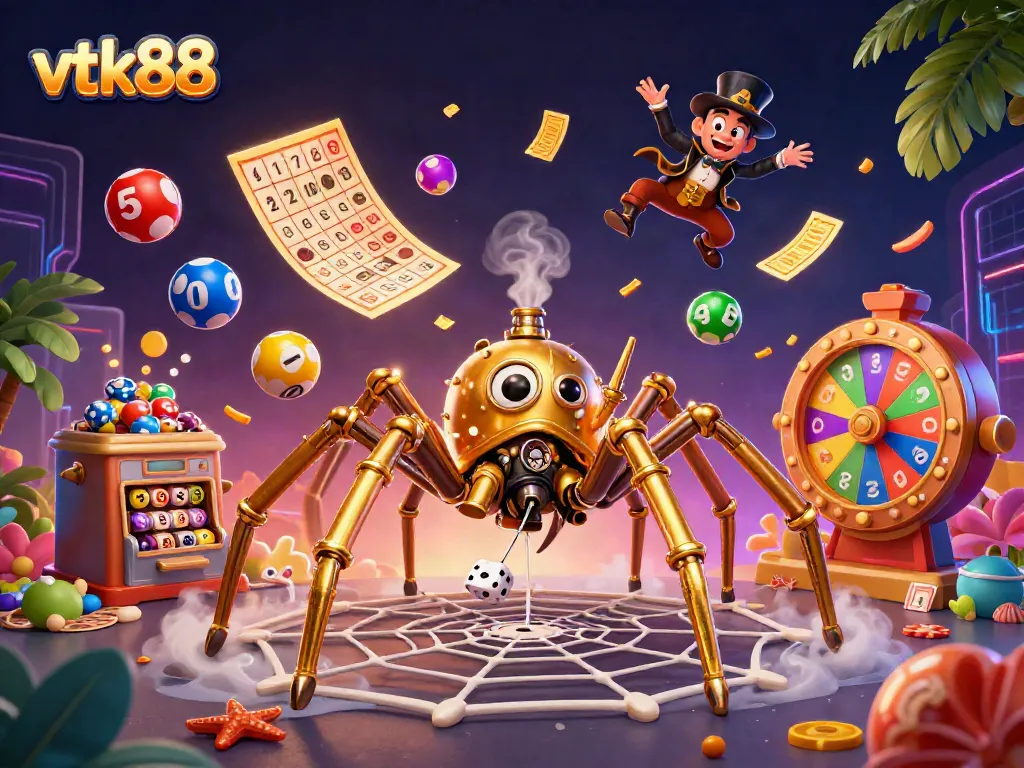 Experience the thrill of gambling at vtk88 with golden spider and dynamic lottery elements in action.