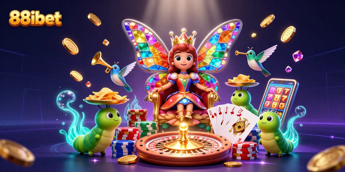 Experience excitement with 88ibet's vibrant gaming scene, featuring unique characters and dazzling casino elements.