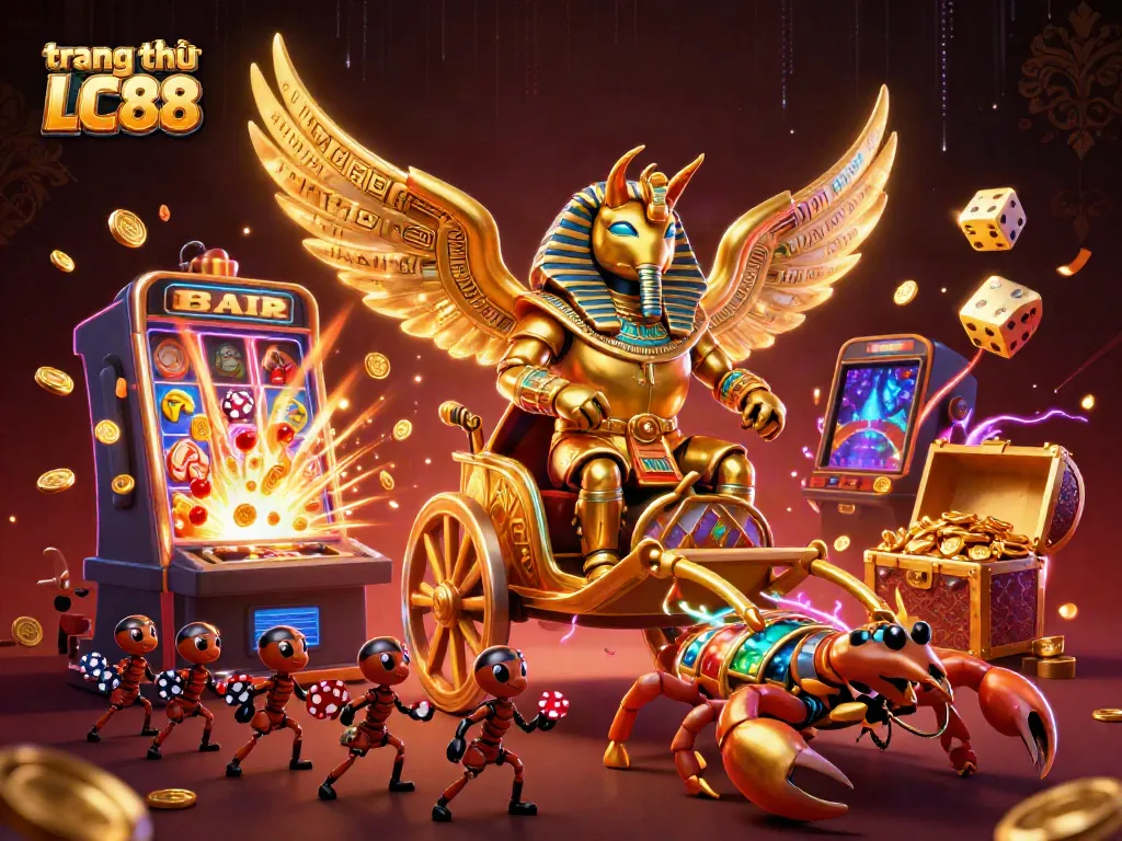 Experience excitement at trang chủ LC88 with a vibrant casino scene featuring dynamic game elements and characters.