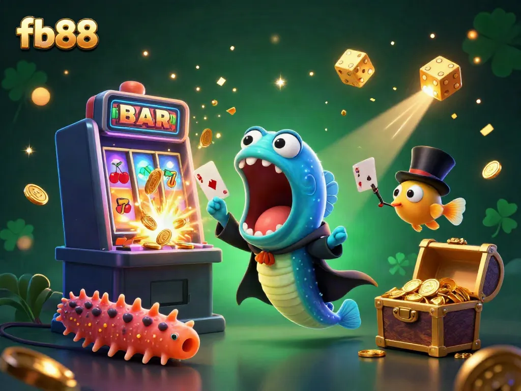 Experience thrilling gameplay with fb88 in a captivating 3D illustration featuring animated casino elements.