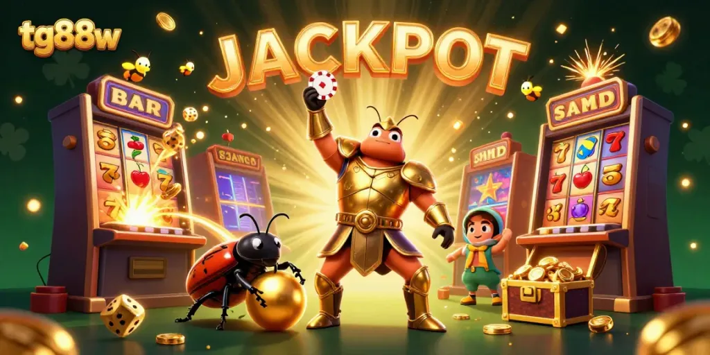 Experience the excitement of tg88w's jackpot thrill with vibrant 3D illustrations of winning moments.