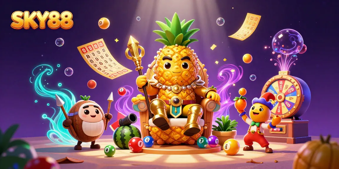 Engage in dynamic gameplay at SKY88's colorful casino atmosphere featuring vibrant lottery elements.