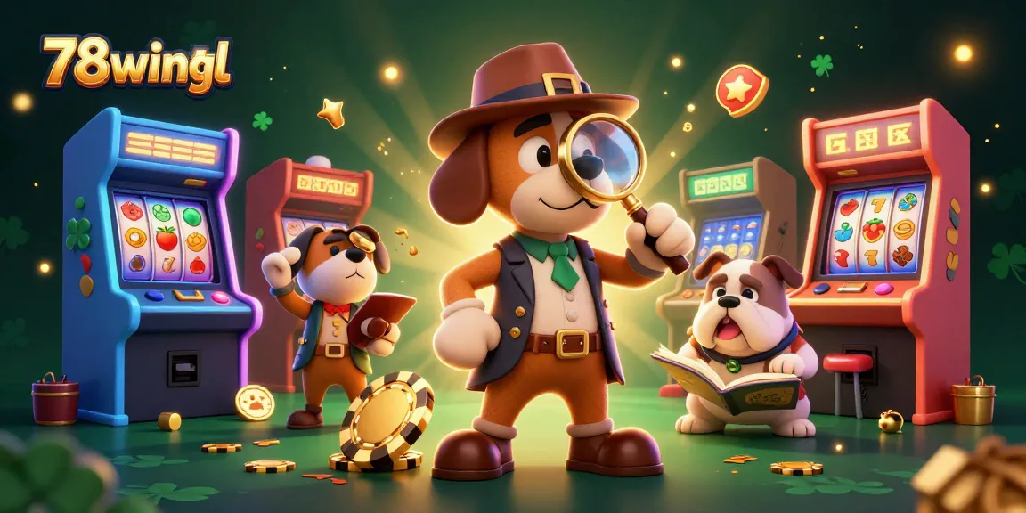 Experience thrilling slots and jackpots action at 78wintl with cartoon detective characters in an engaging casino scene.