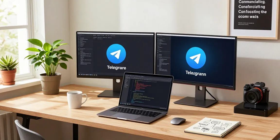 Download Telegram on a modern home office workspace with coding setup.
