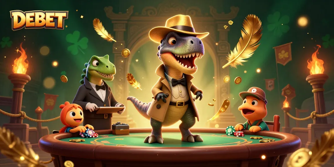 Play games at DEBET with a velociraptor card counter against a stegosaurus pit boss.
