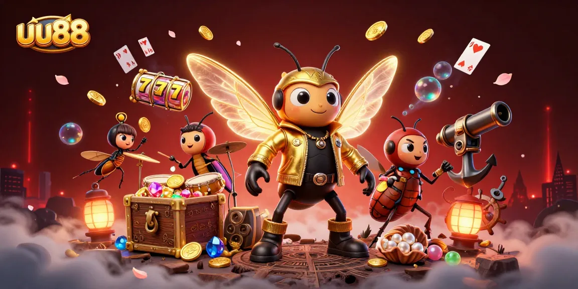 Experience thrilling gameplay with uu88's rich casino features in a vibrant 3D illustration