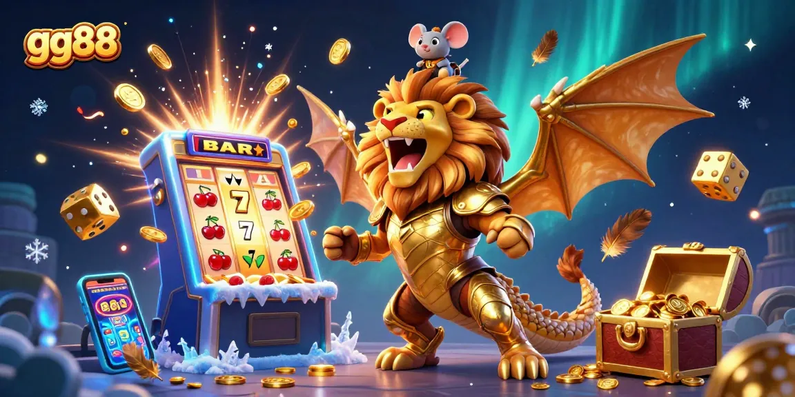 Experience thrilling slots and jackpots with GG88's vibrant 3D illustration featuring dynamic gaming elements.